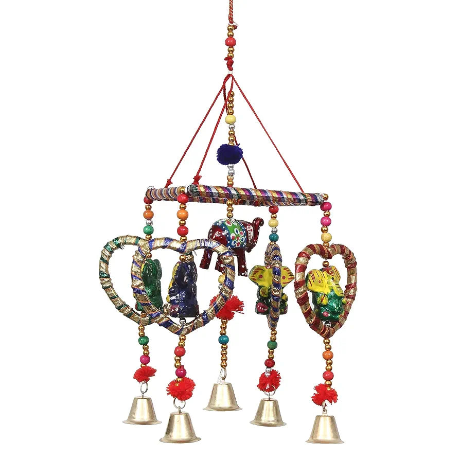 eCraftIndia Handcrafted Decorative Lord Ganesha Wall Hanging Bell STRGAN503