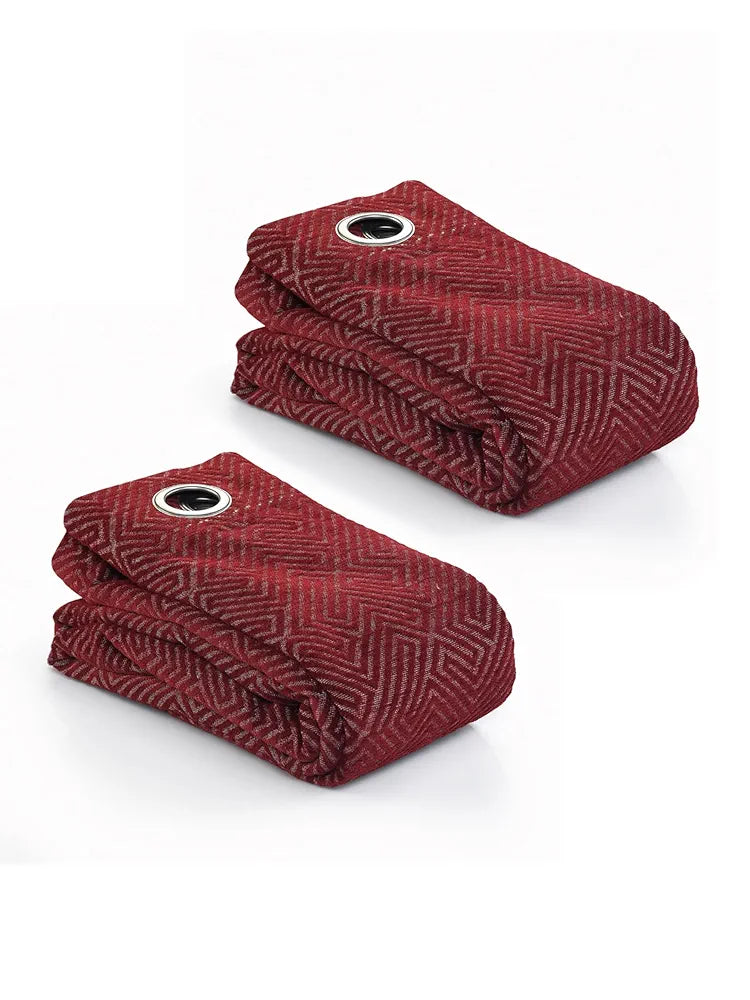 Saral Home Pacman Chenille Blackout Door Curtains 2pc Maroon