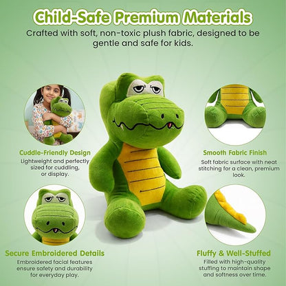 Kidology Cute Green Crocodile Soft Toy for Kids