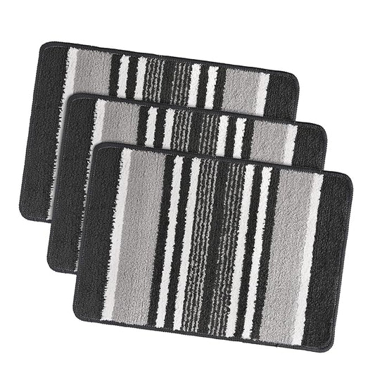 Kuber Industries Anti-Skid Water-Absorbent Door Mats for Home Micro Jupitar Lining Dark Grey