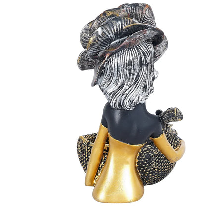 Zart Resin African Tribal Lady with Basket Showpiece for Home Decor