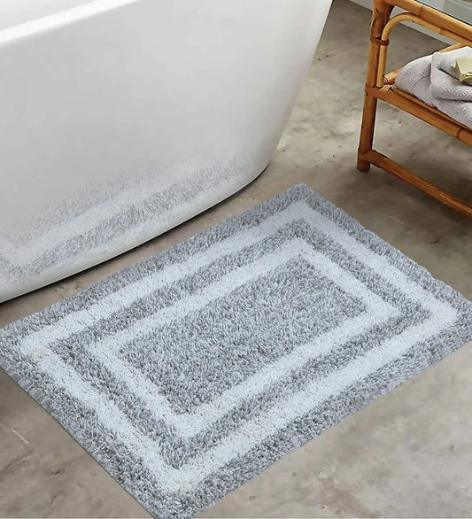 The Home Talk Cotton Morocco Door Mat Bath Mats Floor Mats for Kitchen Bathroom Non-Slip Natural and Grey