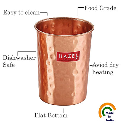 Hazel Hammered Finish Copper Glasses Amrapali Tumbler Set of 3