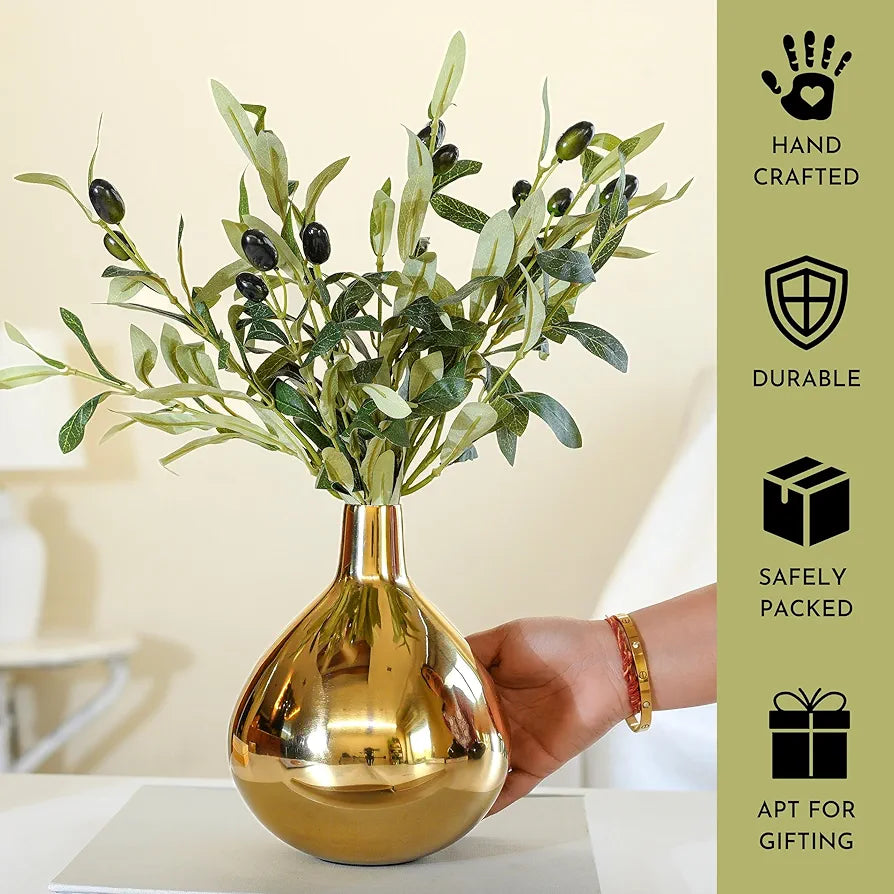 Behoma Metal Golden Flower Vase Gold Tall Vase Flowers not Included