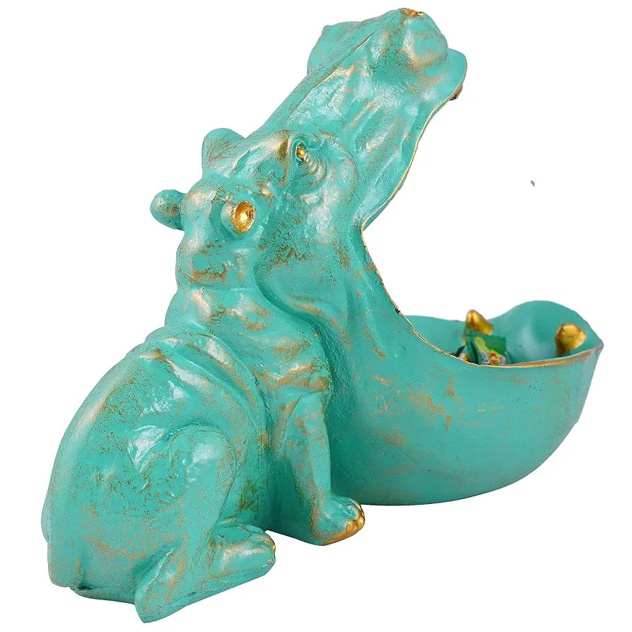 Zart Angry Hippopotamus Mouth Open Face Sculpture Polyresin Showpiece