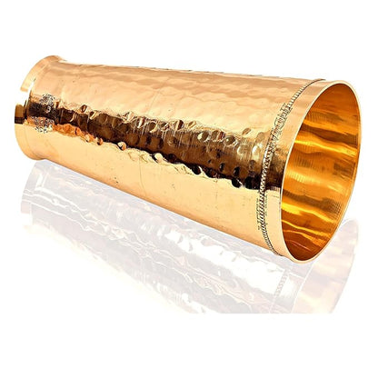 Indian Art Villa Brass Lassi Glass With Hammered Design Height-6.5" Inches Volume | 700 ml