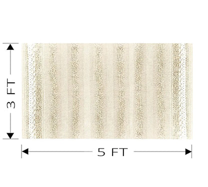 Sajavat Home Pure Cotton Soft and Durable Floor Rug Vintage Cream & White Area Rug