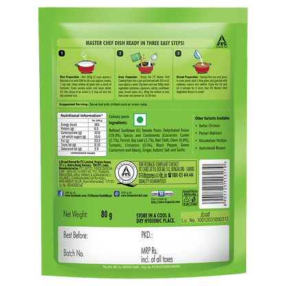 ITC Master Chef Vegetable Biryani Cooking Paste - 80 gms