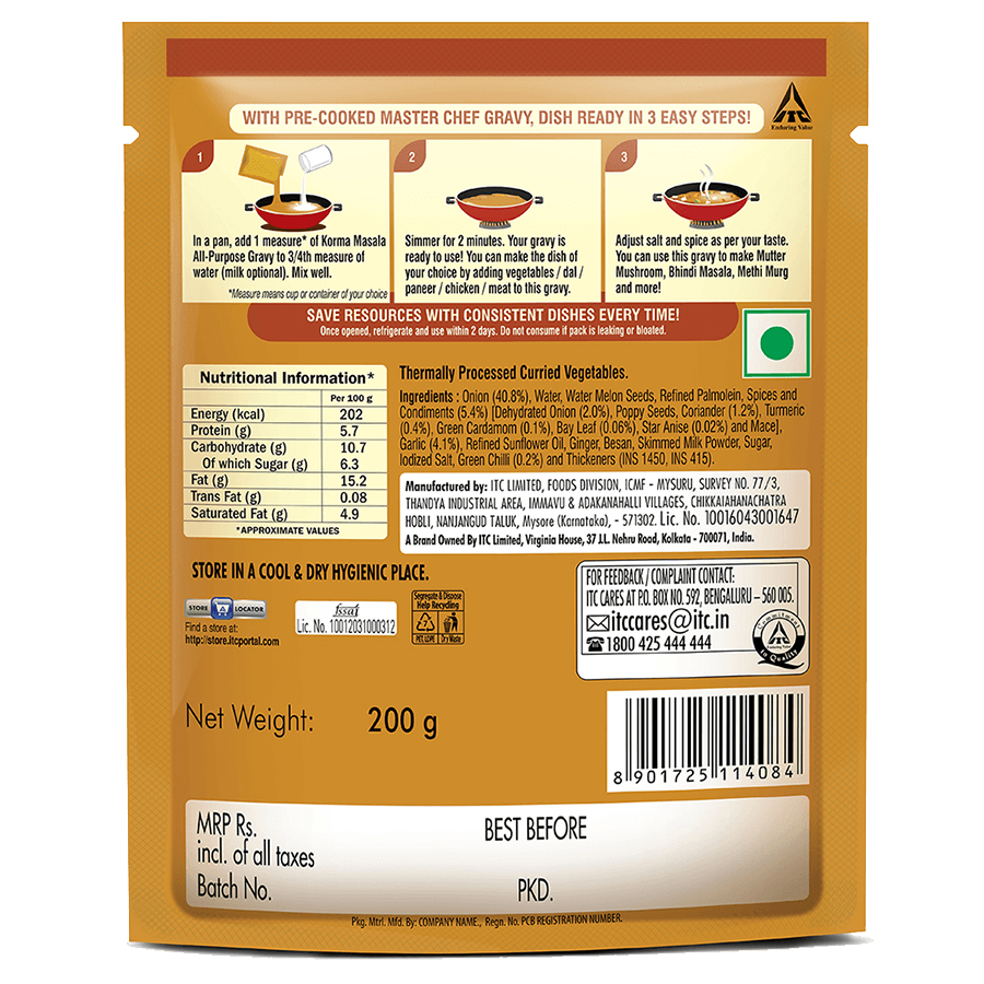 ITC Master Chef Korma Masala All-Purpose Gravy - 200 gms
