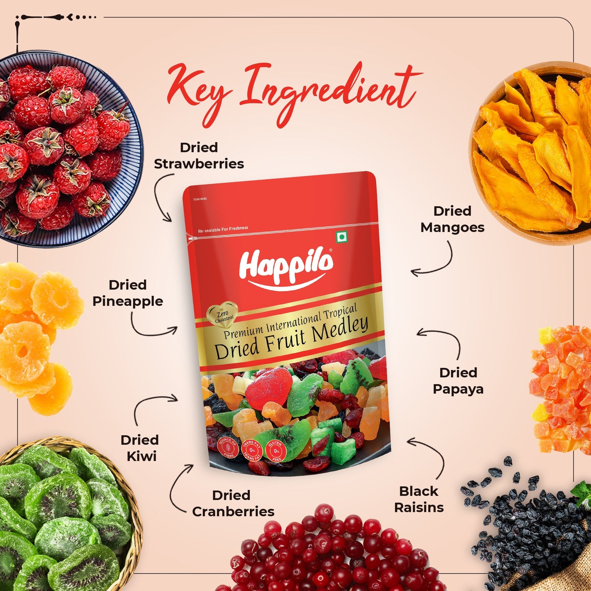 Happilo Premium International Dried Tropical Fruit Medley