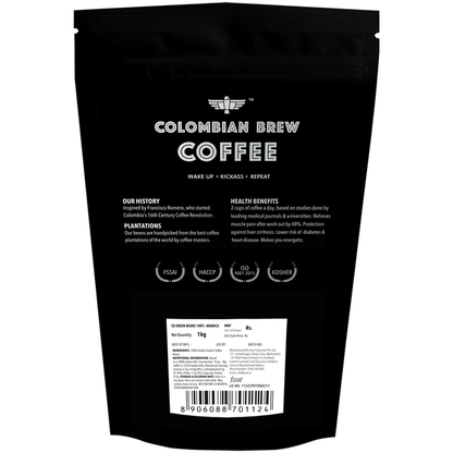 Colombian Brew 100% Arabica Green Coffee Beans for Weight Loss 1kg