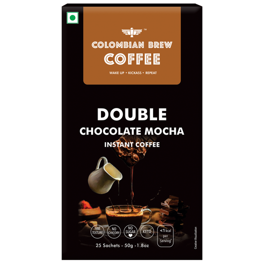 Colombian Brew Double Chocolate Mocha Instant Coffee, No Sugar Vegan, 50g