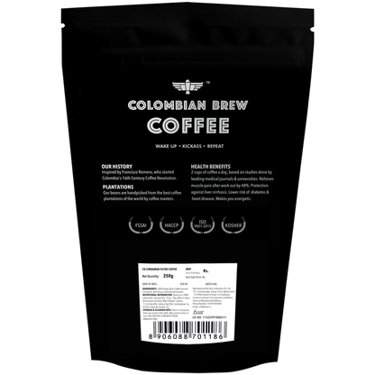 Colombian Brew Cinnamon Filter Coffee Powder, Arabica Roast & Ground (Make Espresso, French Press, Cold Brew, Hot Brew), 250g