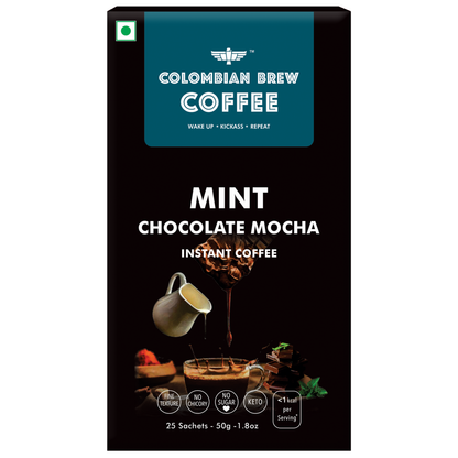 Colombian Brew Mint Chocolate Mocha Instant Coffee, No Sugar Vegan, 50g
