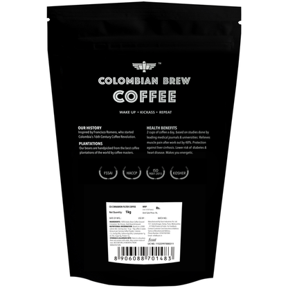 Colombian Brew Cinnamon Filter Coffee Powder, Arabica Roast & Ground, 1kg