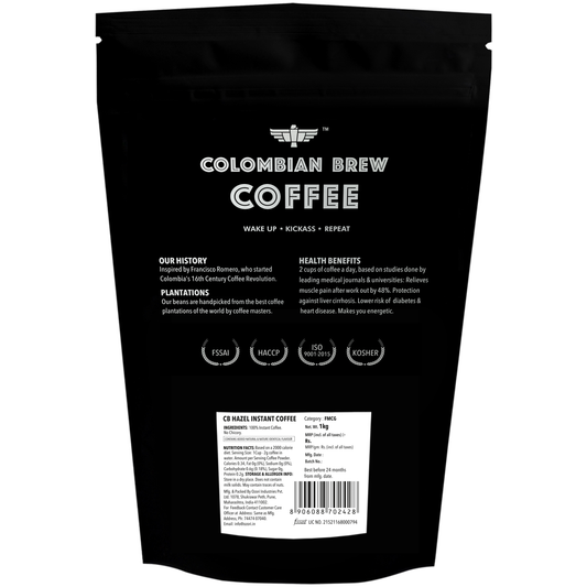 Colombian Brew Hazelnut Instant Coffee Powder, No Sugar Vegan, 1kg Hotel Pack