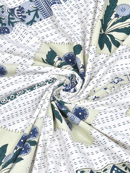 100% Pure Cotton Traditional Printed Bedsheet for Double Bed King Size Bedsheet with 2 Pillow Covers