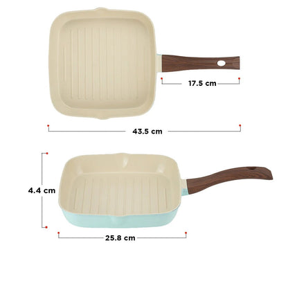 Vinod CeraVit Square Grill Pan Ceramic Non-Stick Induction Friendly