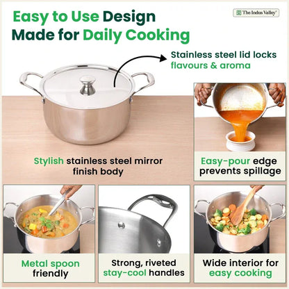 The Indus Valley Triply Premium Stainless Steel Casserole Biryani Pot