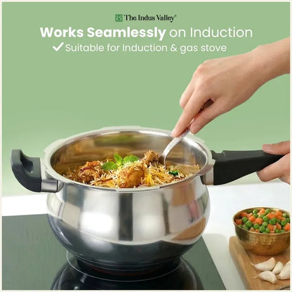 The Indus Valley Tri-Ply Stainless Steel Outer Lid Handi Pressure Cooker