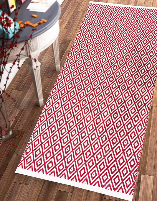 The Home Talk Weaved Cotton Carpets Contemporary Decorators Area 70 X 140 cm Rugs Pink