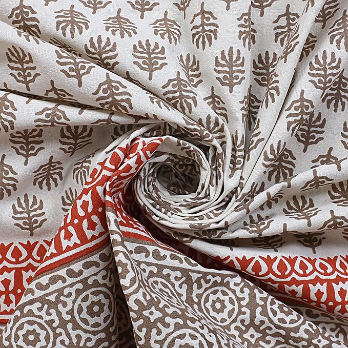 Texstylers Cotton Rectangular Pack of 1 Brown 60x90 Inches 6 Seater Dining Table Cloth Cover (Mehndi Brown)