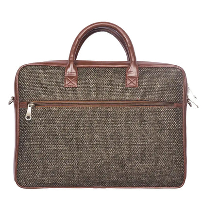 Zouk Laptop Bag for Women Ideal Jute & Vegan Leather Office Bags for Ladies