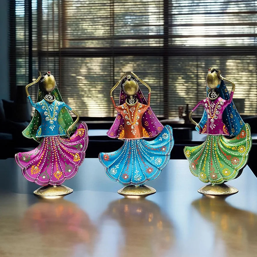 Kraftskala Set of 3 Metal Figurine Dancers Home Decor Item for Living Room