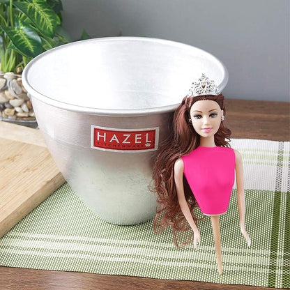 Hazel Aluminium Doll Frock Cake Pans Mould Large 19.5 cm X 16.5 cm with Doll