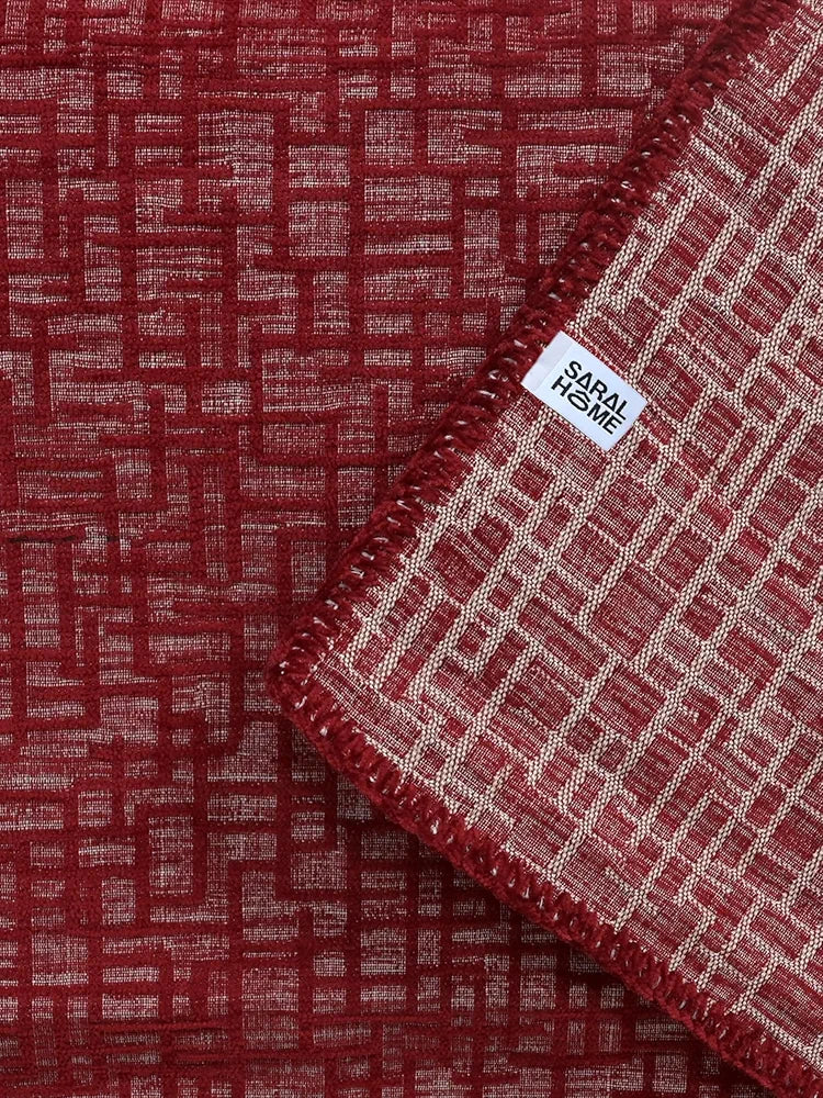 Saral Home Chenille 2 Seater Sofa Cover Throw Colour Maroon