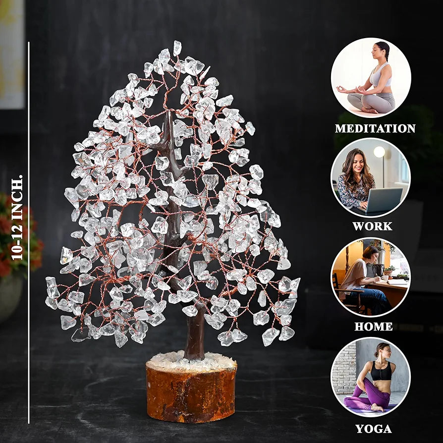 HindCraft Clear Quartz Crystal Tree Copper Wire 10-12 inch