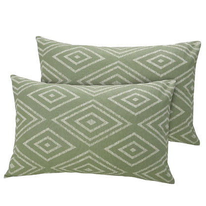 Huesland by Ahmedabad Cotton 144 TC Cotton Pillow Cover Set of 2 | White & Sage Green