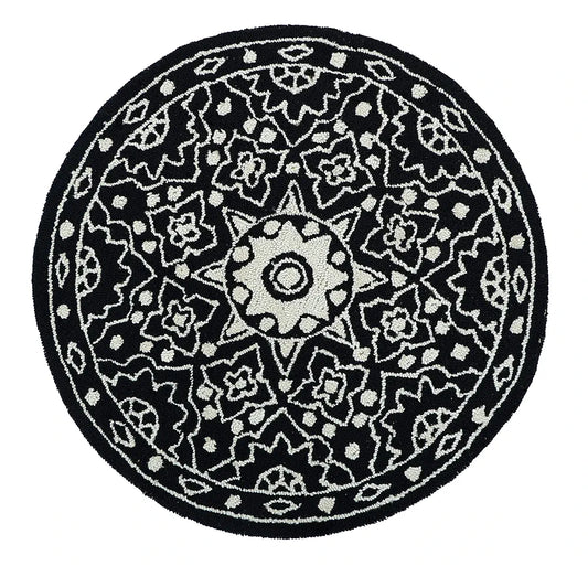 The Home Talk Tufted Round Wool Carpet Area Rugs for Living Room Bed Room