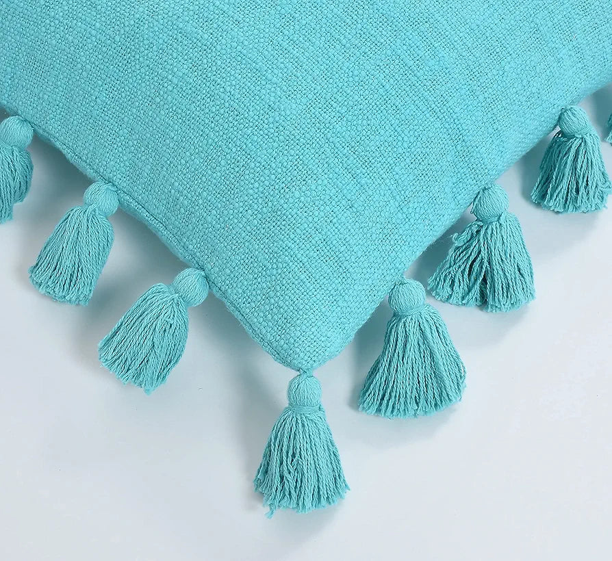 Homadorn Luxury Cotton Handmade Decorative Boho Throw Pillow Covers Colour Turquoise