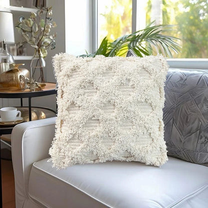 Sajavat Home Hand-Knitted Pure Cotton 3 Seater Sofa Throw Colour Beige Multi