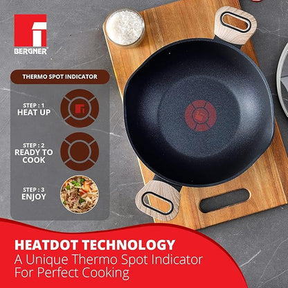 Bergner Ultimate Non-stick Kadai With Glass Lid | 24 Cm | 2 Litres
