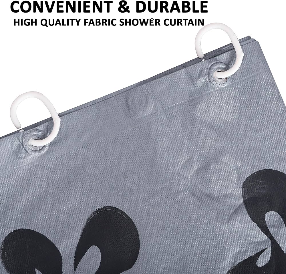 Kuber Industries Shower Curtain Bathroom Shower Curtain 8 Rings Curtain Painting Grey