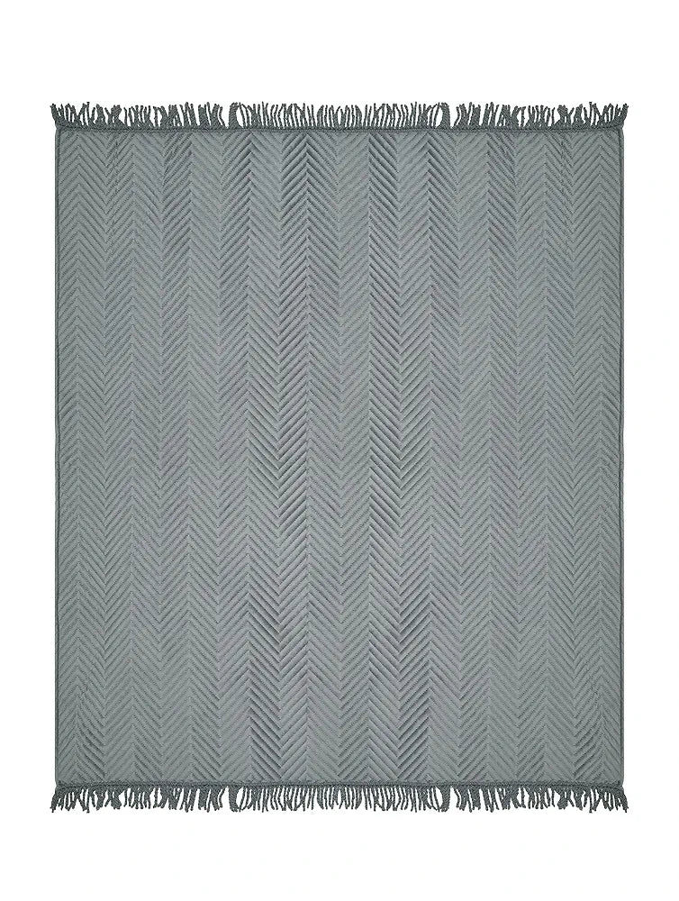 Saral Home Easy Living Velvet Chevron Sofa Throw Grey