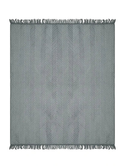Saral Home Easy Living Velvet Chevron Sofa Throw Grey
