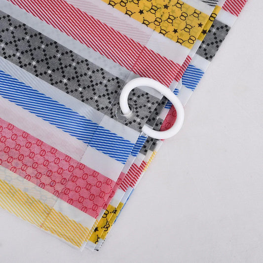 Kuber industries Lining Curtain for Bathroom Shower Curtain with 8 Rings Multicolor