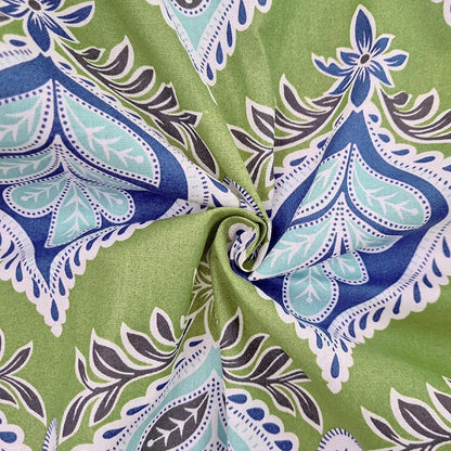 Divine Casa Double Size Bedsheet for Double Bed, 144 TC Pure Cotton Queen Size with 2 Pillow Covers Colour Palm Green