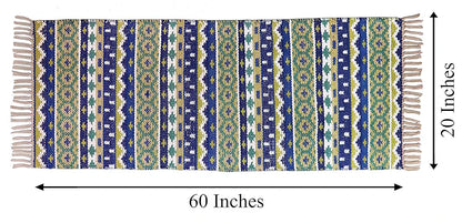 The Home Talk Handmade Cotton Carpets Tribal Contemporary Decorator Bedside Runner Beige