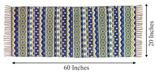 The Home Talk Handmade Cotton Carpets Tribal Contemporary Decorator Bedside Runner Beige