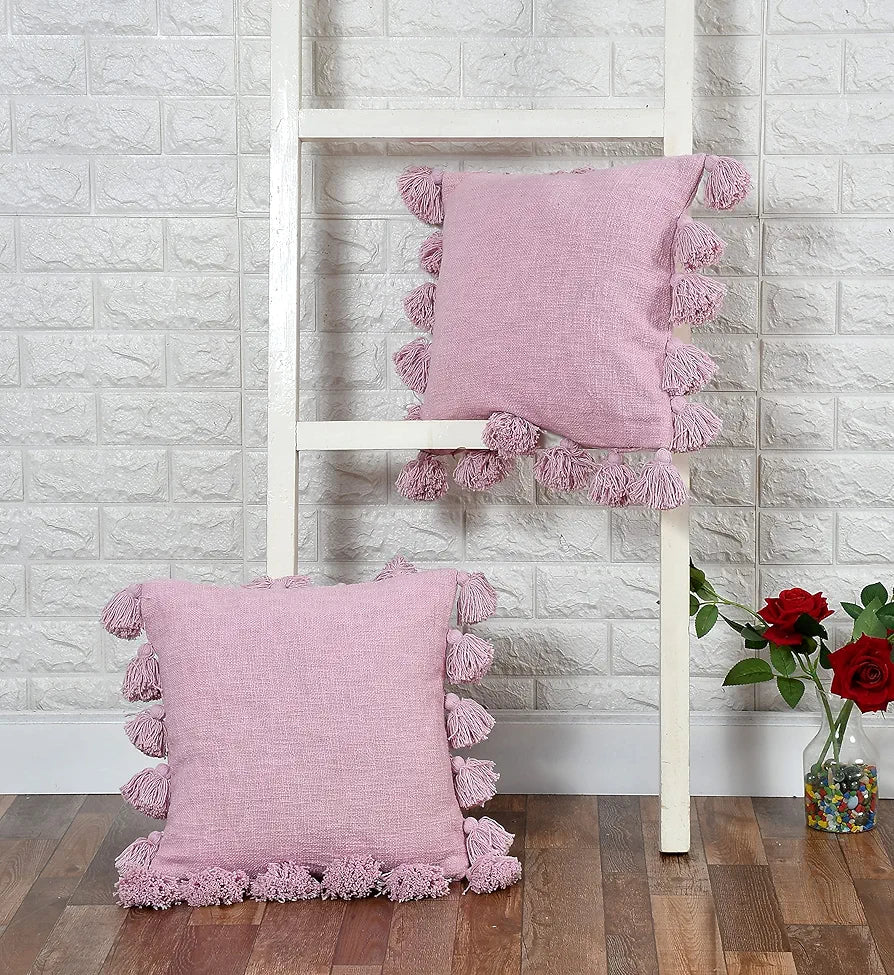 Homadorn Luxury Cotton Handmade Decorative Boho Throw Pillow Covers Colour Lavender