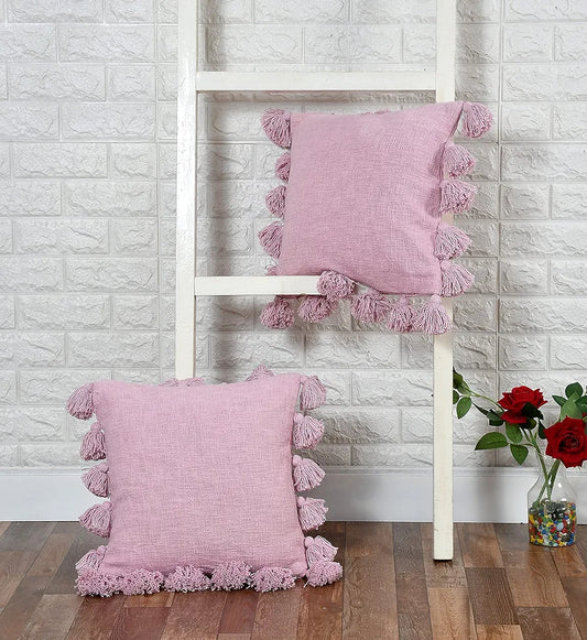 Homadorn Luxury Cotton Handmade Decorative Boho Throw Pillow Covers Colour Lavender