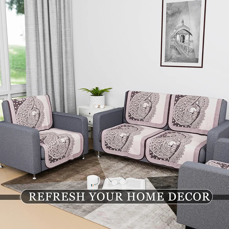 Kuber Industries Sofa Cover Net 2+1+1 Seater Sofa Slip Cover Set Mor Digital-837 Purple