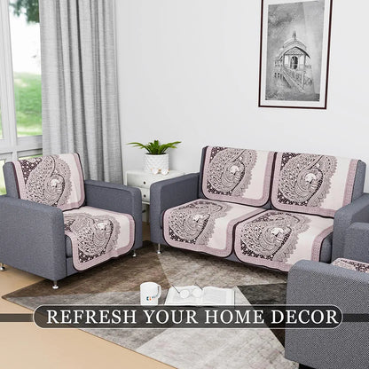 Kuber Industries Sofa Cover Net 2+1+1 Seater Sofa Slip Cover Set Mor Digital-837 Purple