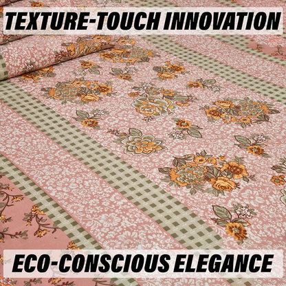 Kuber Industries Double Bedsheet with 2 Pillow Covers 160 TC Premium Cotton Spain Flower Lining Pink
