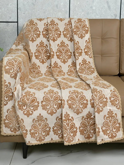 Saral Home Easy Living Saral Home Chenille 2 Seater Sofa Cover Throw Colour Gold