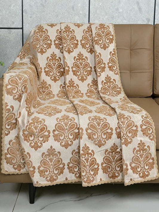Saral Home Easy Living Saral Home Chenille 2 Seater Sofa Cover Throw Colour Gold